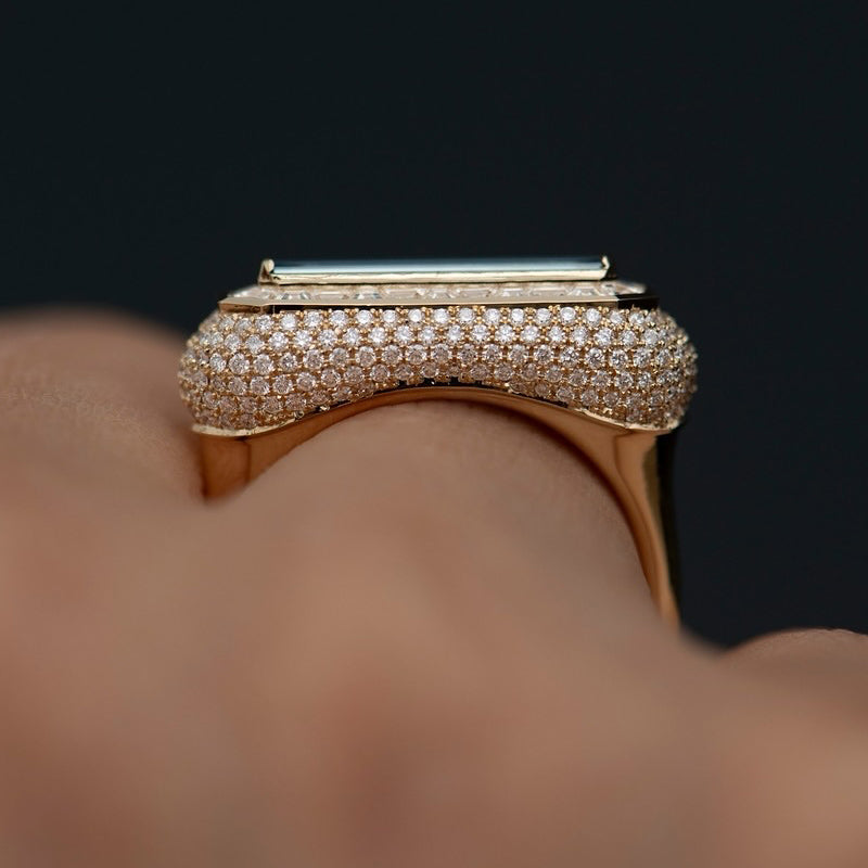 4.0Ctw Delicate Elongated Baguette Fancy Blue Sapphire Ring-JEWELBUYS
