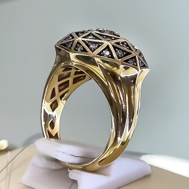 Unique 1 ctw Round Cut White Gemstone Honeycomb Engagement Ring -JEWELBUYS