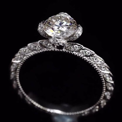 Charming 3.33ct Flower Round Cut Engagement Ring - JEWELBUYS