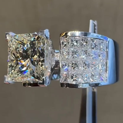 3.08Ct Princess Cut Invisible Halo Engagement Ring-JEWELBUYS