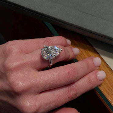 Classic large carat pear-shaped sapphire engagement ring-JEWELBUYS