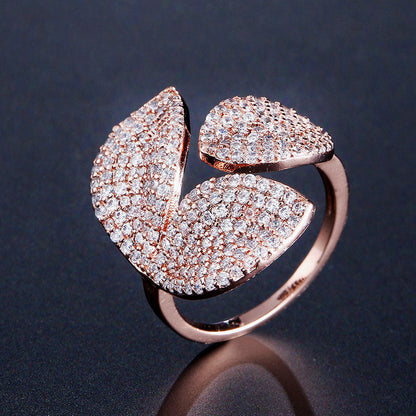 Ladies Pave Setting Clover Opening Ring - JEWELBUYS