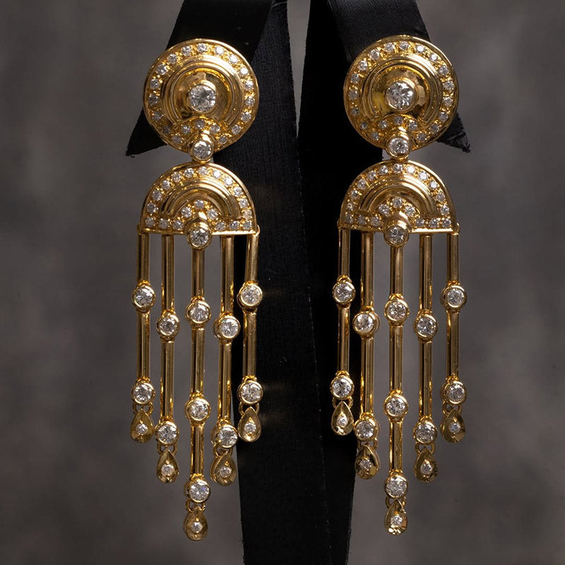 1.0Ctw Vintage Round Sapphire Tassel Earrings-JEWELBUYS