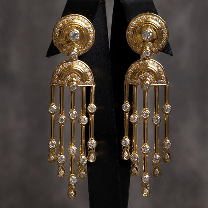 1.0Ctw Vintage Round Sapphire Tassel Earrings-JEWELBUYS