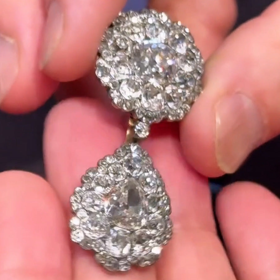 6.0ctw Multi-Cut Antique Sapphire Pendant Earrings-JEWELBUYS