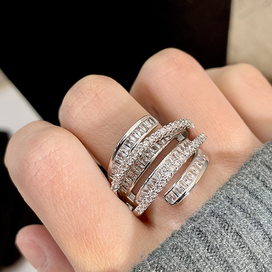 Multi-layer winding irregular diamond ring - JEWELBUYS