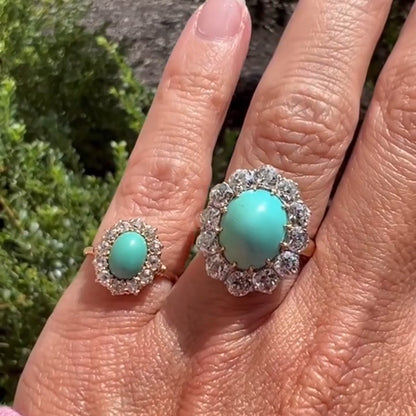 5Ctw Oval Turquoise and Sapphire Ring-JEWELBUYS