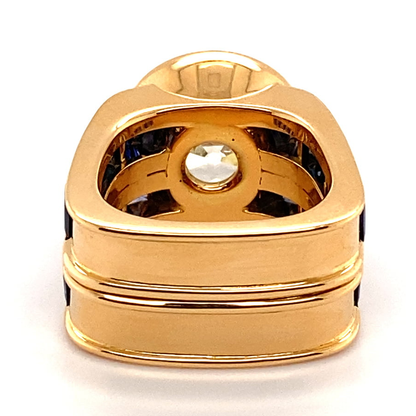 7.0ct Old European Cut Antique Blue Sapphire Ring-JEWELBUYS