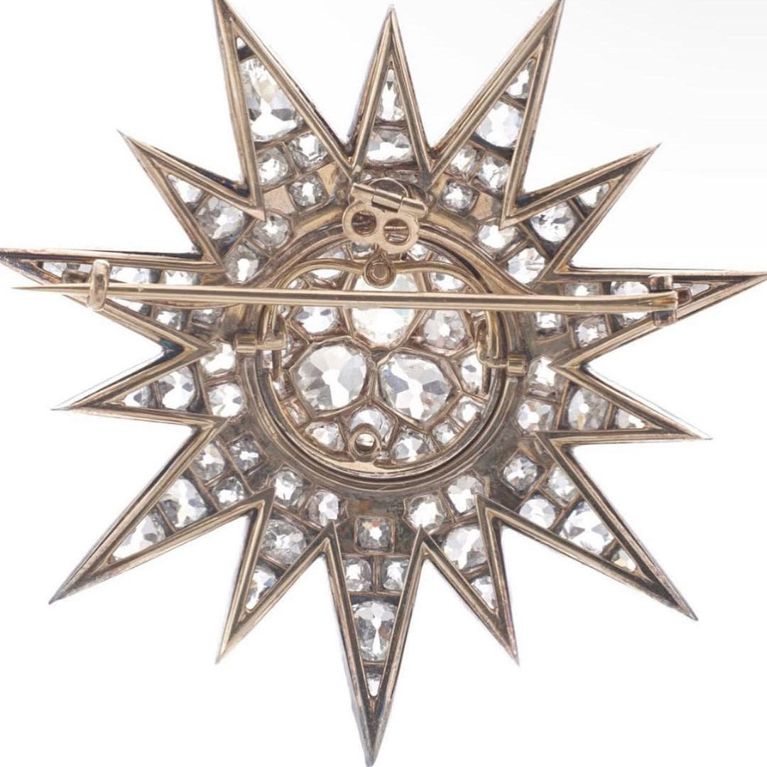8.0ctw Round Cut Sapphire Star Medallion Brooch-JEWELBUYS