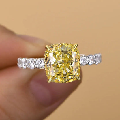 4.5ct Cushion Cut Yellow Sapphire Engagement Ring-JEWELBUYS