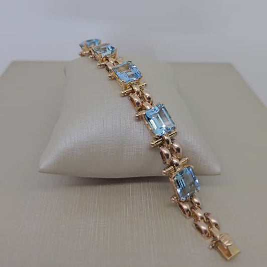 28.3Ctw Emerald-cut Aquamarine Bracelet-JEWELBUYS