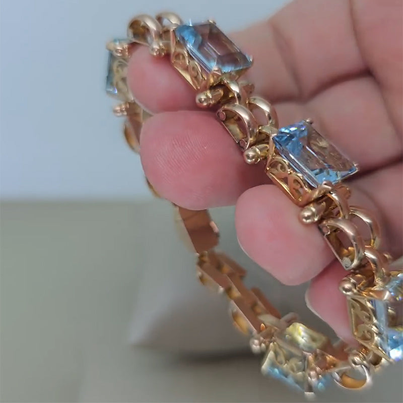 28.3Ctw Emerald-cut Aquamarine Bracelet-JEWELBUYS
