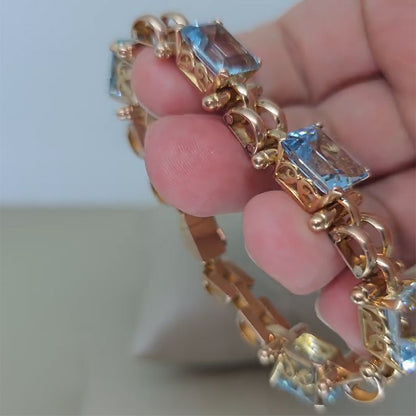 28.3Ctw Emerald-cut Aquamarine Bracelet-JEWELBUYS