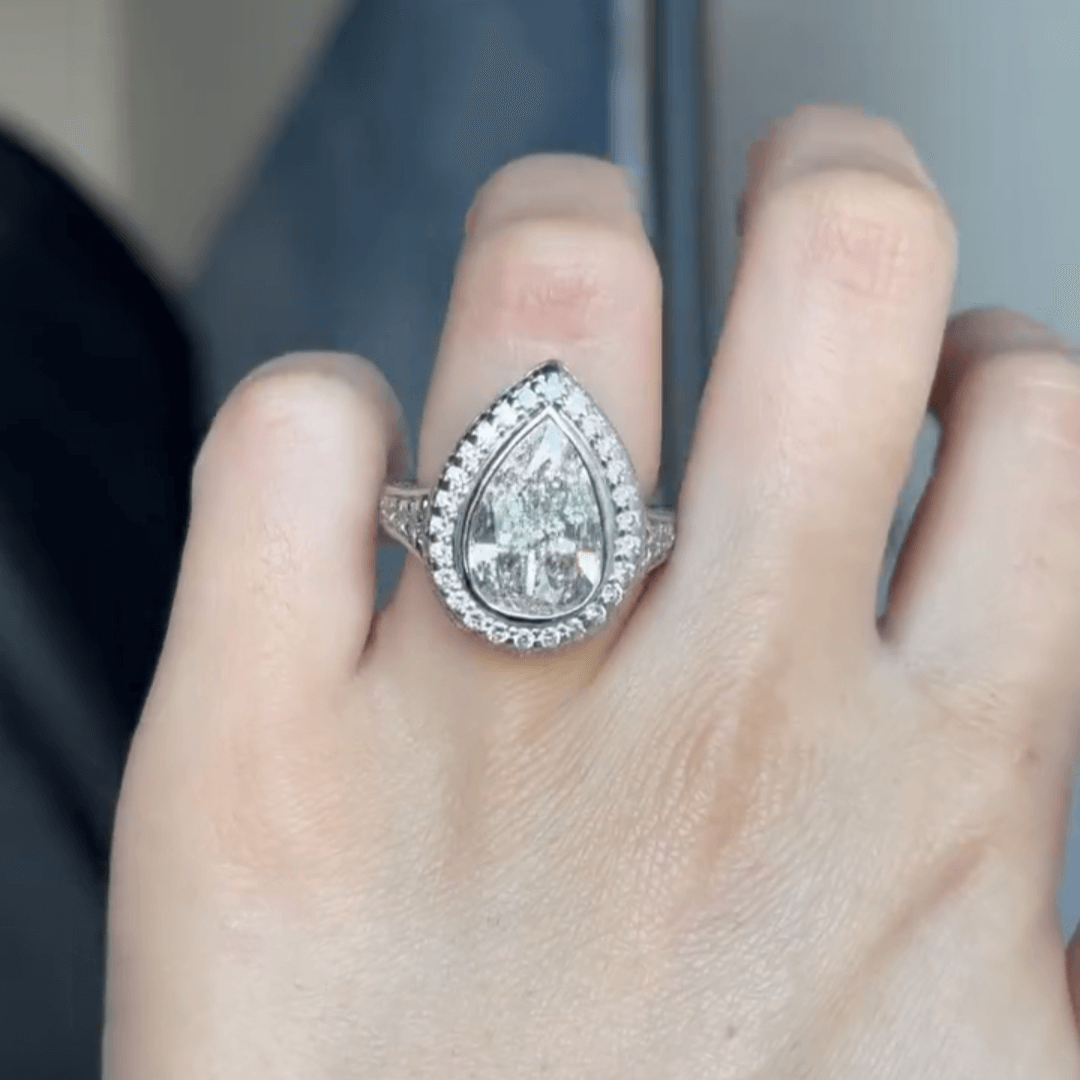 Resplendent 5.1ct Pear Cut White Sapphire Engagement Ring-JEWELBUYS