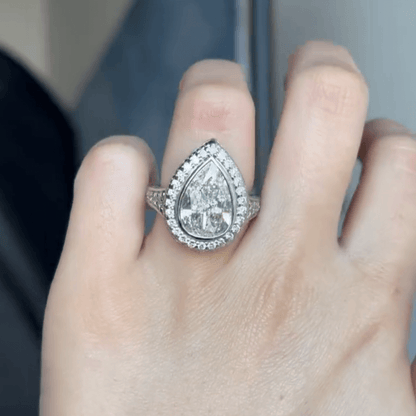 Resplendent 5.1ct Pear Cut White Sapphire Engagement Ring-JEWELBUYS