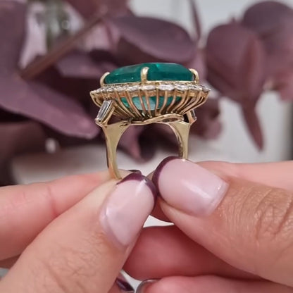 21Ctw Colombian Emerald and Sapphire Ring-JEWELBUYS