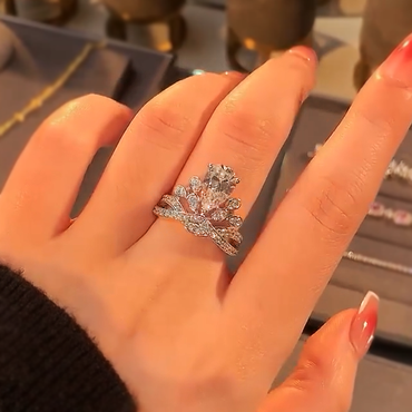 Elegant 5 ctw Pear Cut White Gemstone Crown Engagement Ring -JEWELBUYS
