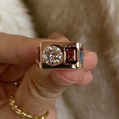 10Ctw Multi-colored sapphire stacked engagement ring-JEWELBUYS