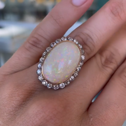 20ctw White Opal Aperture Classic Ring - JEWELBUYS