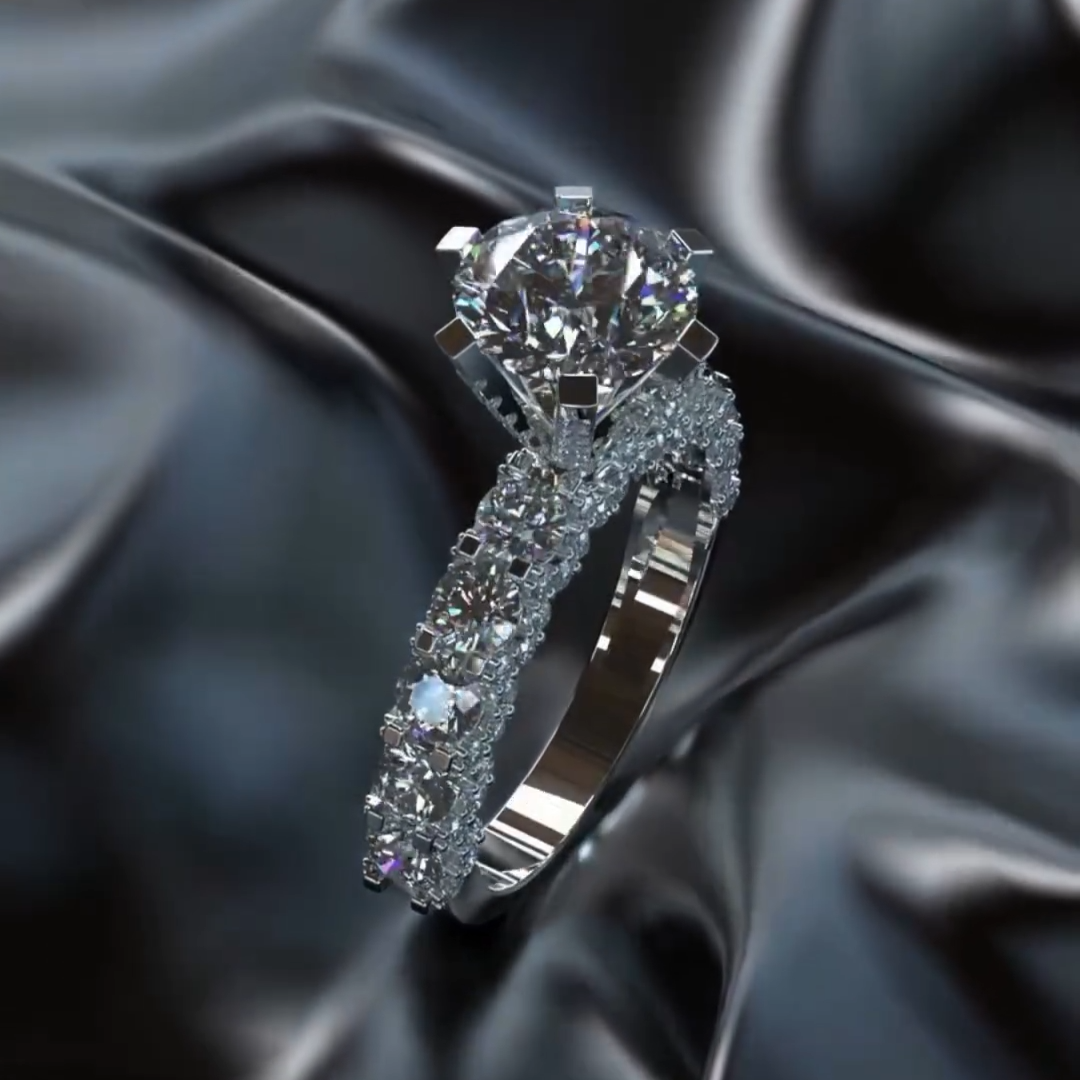 Stunning 3ct Round Cut White Sapphire Women's Engagement Ring in Silver-JEWELBUYS