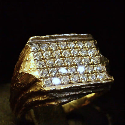 1.35Ctw Round Sapphire Pavé Set Matte Ring- JEWELBUYS