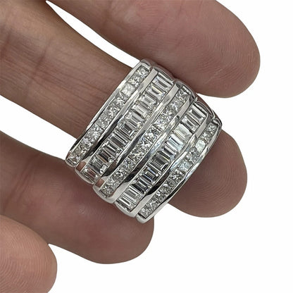 2.93Ctw Rectangular and Princess Cut Sapphire 5-Layer Ring - JEWELBUYS