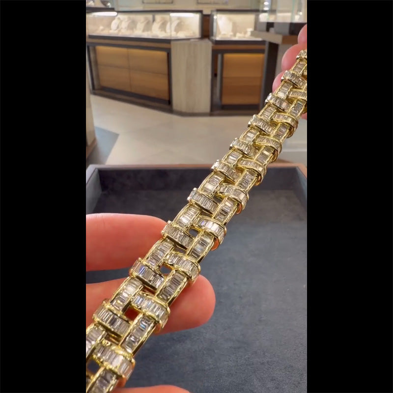 5Ctw Classic braided design baguette sapphire bracelet-JEWELBUYS