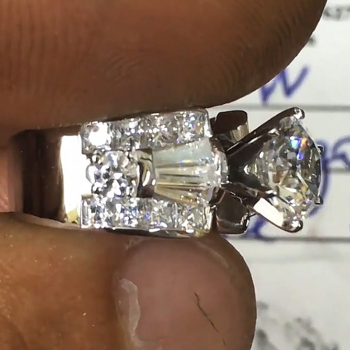 3.25Ctw Round White Sapphire Engagement Ring- JEWELBUYS