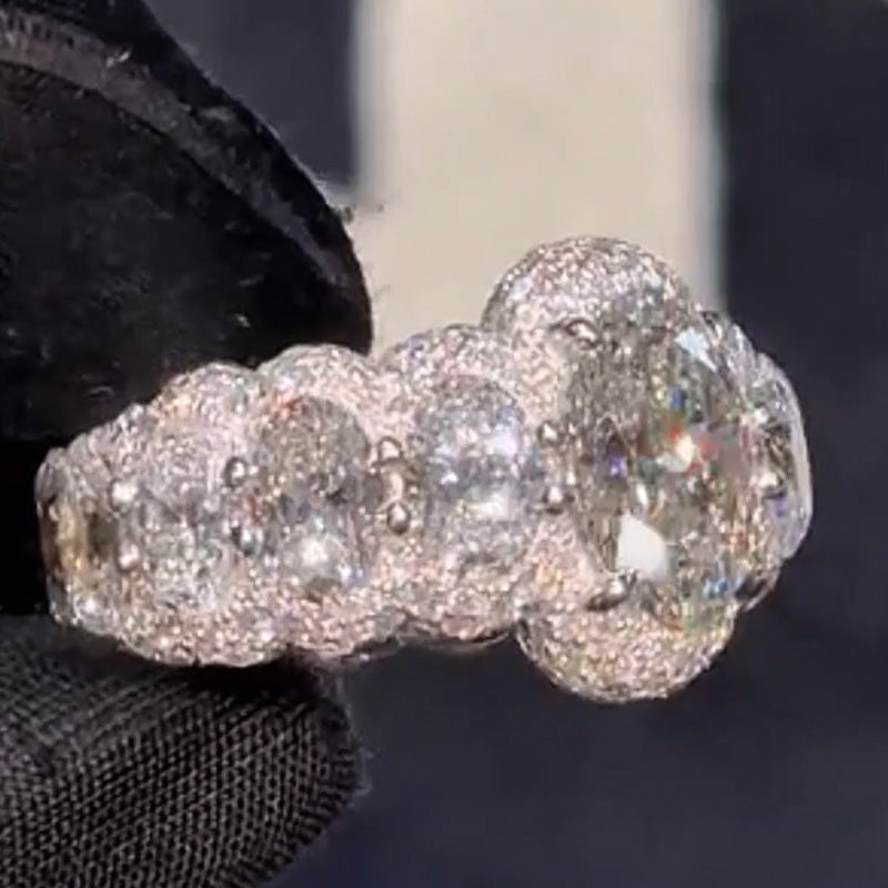 8.0Ctw Oval Cut White Sapphire Hip Hop Men's Ring-JEWELBUYS