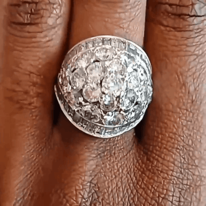 Vintage 5ct French White Sapphire Engagement Ring in Silver-JEWELBUYS