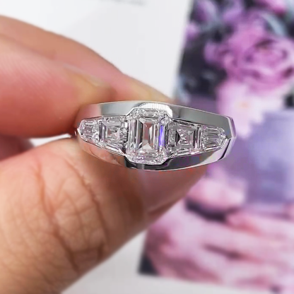 Stylish 5 ctw Octagonal Cut White Gemstone Ring -JEWELBUYS