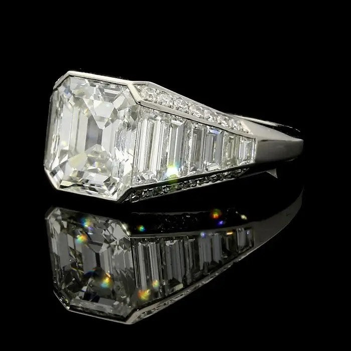 5.0Ctw Emerald Step-Cut Sapphire Engagement Ring-JEWELBUYS