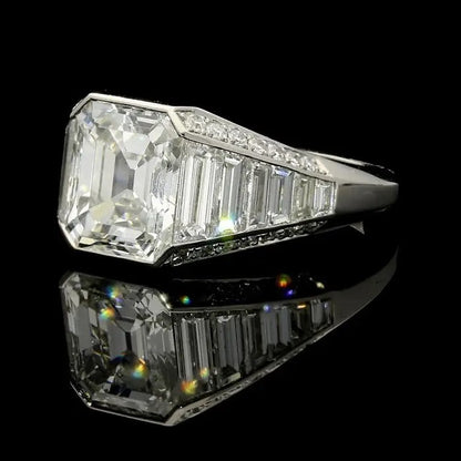 5.0Ctw Emerald Step-Cut Sapphire Engagement Ring-JEWELBUYS