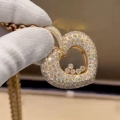 2.35Ctw Scattered Transparent Sapphire Heart Pendant Necklace-JEWELBUYS