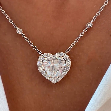 6ct Heart Cut White Sapphire Necklace - JEWELBUYS