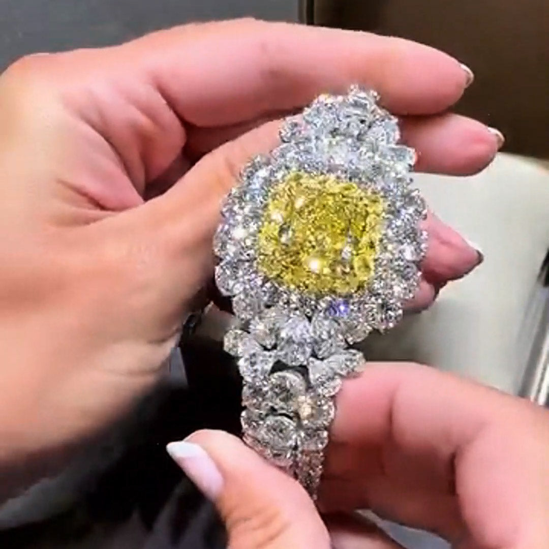 77ctw Radiant Cut Fancy Yellow Sapphire Luxury Bracelet-JEWELBUYS