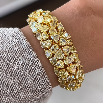 Gorgeous 20 ctw Multi-Cut Yellow Gemstone Bracelet -JEWELBUYS