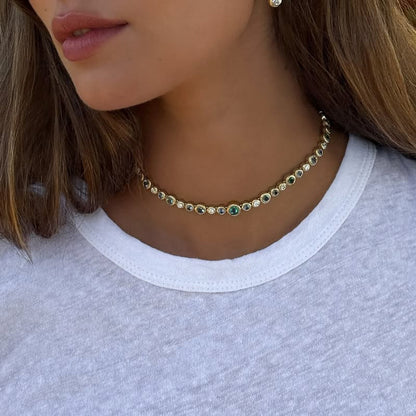 Bubble Series Mermaid Colorful Sapphire Tennis Necklace-JEWELBUYS