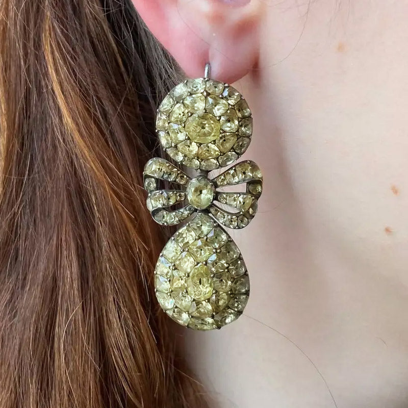 10.0Ctw Cushion Cut Teardrop-shaped Bow Sapphire Pendant Earrings-JEWELBUYS