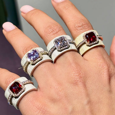 2.03-carat octagonal four-color birthstone ring- JEWELBUYS