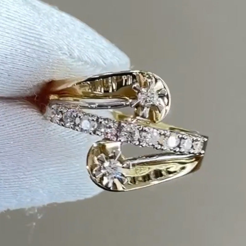 1.2Ctw Round White Sapphire Elegant Twisted Band Ring- JEWELBUYS