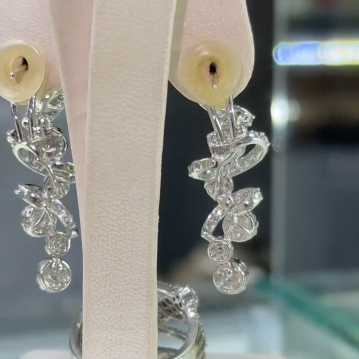 2.0ctw Exquisite Spiral Sapphire Dangle Earrings And Ring-JEWELBUYS