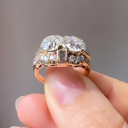 3.56Ctw Round Sapphire Double Stone Vintage Engagement Ring-JEWELBUYS