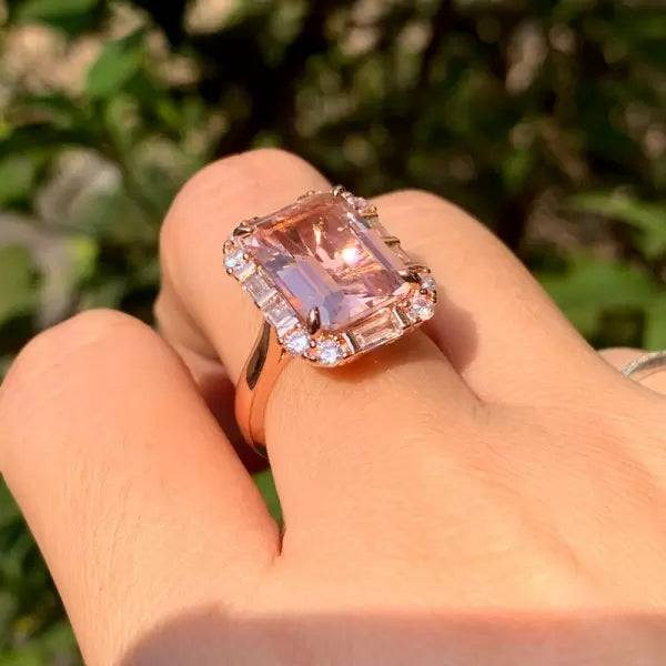 8.4ct Emerald Cut Pink Sapphire Women's Engagement Ring-JEWELBUYS
