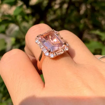 8.4ct Emerald Cut Pink Sapphire Women's Engagement Ring-JEWELBUYS