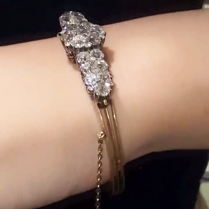 6.5Ctw Round White Sapphire Cluster Vintage Bracelet-JEWELBUYS