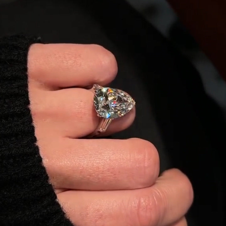 Classic large carat pear-shaped sapphire engagement ring-JEWELBUYS
