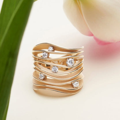 1.0ctw Round Cut White Sapphire Curve Multi Tiered Ring-JEWELBUYS