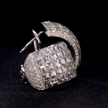 7.0ctw Princess Cut White Sapphire Big Hug Earrings-JEWELBUYS