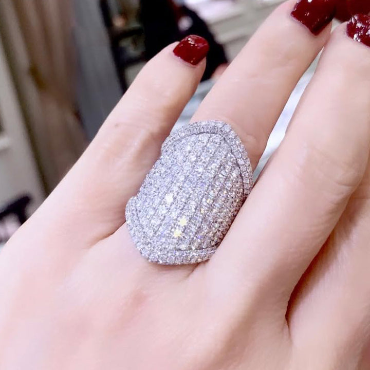 4.0ctw Modern Style Pave Sapphire Ring-JEWELBUYS